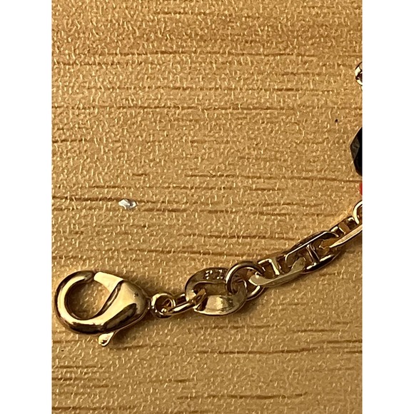 Gold Tone Mano Figa Bracelet Black Red Beads Protection Charm 5.5 Inch - Picture 3 of 6